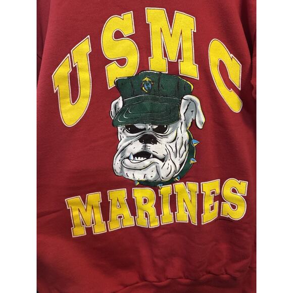 Vintage 1991 Saturdays Hero USMC Marines Bulldog Fleece Sweatshirt Large Red - Picture 2 of 7